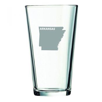 16 oz Pint Glass  - Arkansas State Outline - Arkansas State Outline