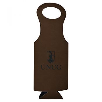 Velour Leather Wine Tote Carrier - UNC Greensboro Spartans