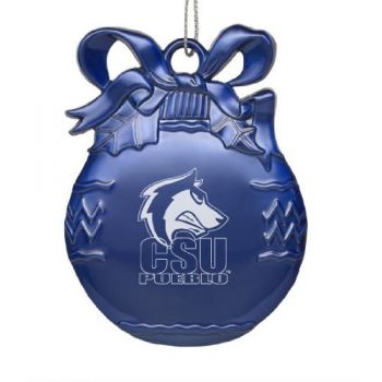 Pewter Christmas Bulb Ornament - CSU Pueblo Thunderwolves