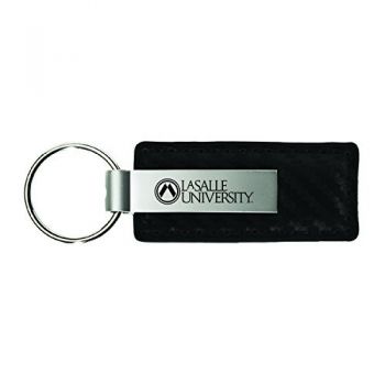 Carbon Fiber Styled Leather and Metal Keychain - La Salle Explorers