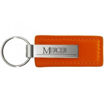 Stitched Leather and Metal Keychain - Mercer Bears