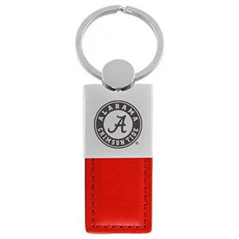 Modern Leather and Metal Keychain - Alabama Crimson Tide