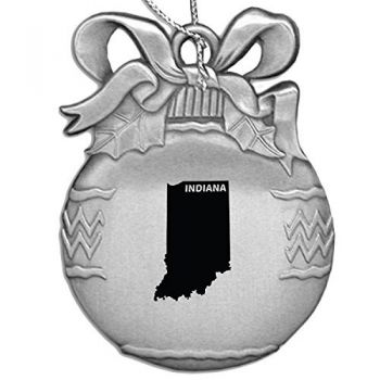Pewter Christmas Bulb Ornament - Indiana State Outline - Indiana State Outline