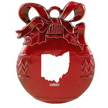 Pewter Christmas Bulb Ornament - Ohio State Outline - Ohio State Outline