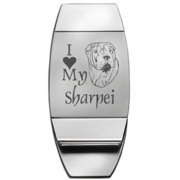 Stainless Steel Money Clip  - I Love My Sharpei