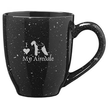 16 oz Ceramic Coffee Mug with Handle  - I Love My Airedale