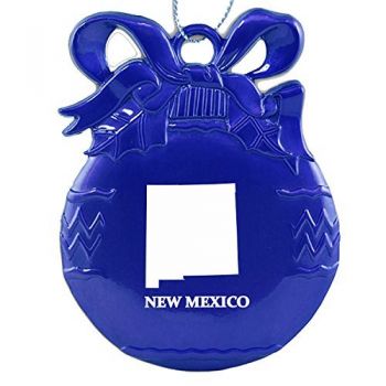 Pewter Christmas Bulb Ornament - New Mexico State Outline - New Mexico State Outline