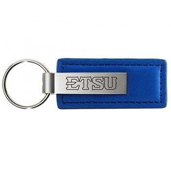 Stitched Leather and Metal Keychain - ETSU Buccaneers