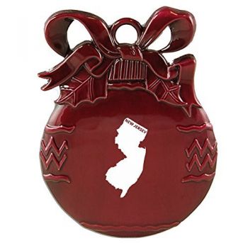 Pewter Christmas Bulb Ornament - New Jersey State Outline - New Jersey State Outline