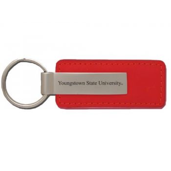 Stitched Leather and Metal Keychain - Youngstown State Penguins