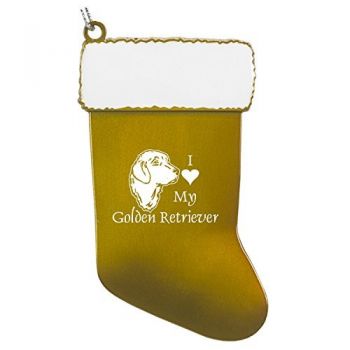 Pewter Stocking Christmas Ornament  - I Love My Golden Retriever