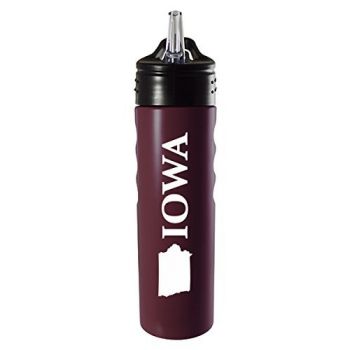 24 oz Stainless Steel Sports Water Bottle - Iowa State Outline - Iowa State Outline