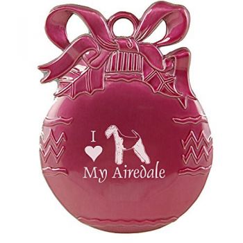 Pewter Christmas Bulb Ornament  - I Love My Airedale