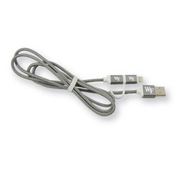 2 in 1 Charging Cord, Micro USB and MFI Certified Lightning Cable  - Wake Forest Demon Deacons