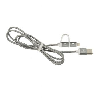 2 in 1 Charging Cord, Micro USB and MFI Certified Lightning Cable  - Tennessee Volunteers