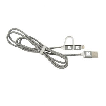 2 in 1 Charging Cord, Micro USB and MFI Certified Lightning Cable  - Rutgers Knights