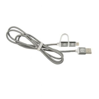 2 in 1 Charging Cord, Micro USB and MFI Certified Lightning Cable  - Western Michigan Broncos