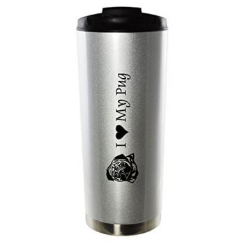 16 oz Vacuum Insulated Tumbler with Lid  - I Love My Pug
