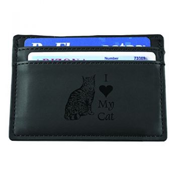 Slim Wallet with Money Clip  - I Love My Cat
