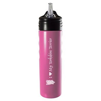 24 oz Stainless Steel Sports Water Bottle  - I Love My Yorkie