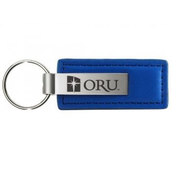 Stitched Leather and Metal Keychain - Oral Roberts Golden Eagles