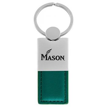 Modern Leather and Metal Keychain - George Mason Patriots