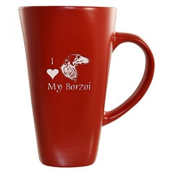 16 oz Square Ceramic Coffee Mug  - I Love My Borzoi