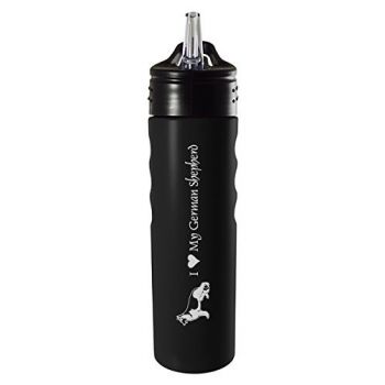 24 oz Stainless Steel Sports Water Bottle  - I Love My German Shepard