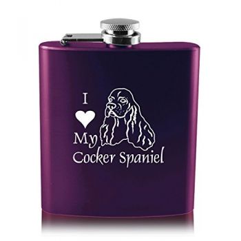 6 oz Stainless Steel Hip Flask  - I Love My Cocker Spaniel