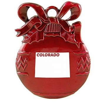 Pewter Christmas Bulb Ornament - Colorado State Outline - Colorado State Outline