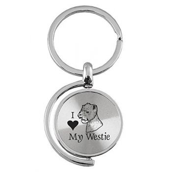 Spinner Round Keychain  - I Love My Westie