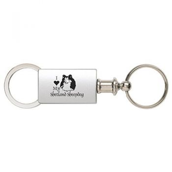 Detachable Valet Keychain Fob  - I Love My Shetland Sheepdog