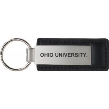 Stitched Leather and Metal Keychain - Ohio Bobcats