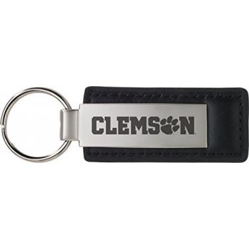 Stitched Leather and Metal Keychain - Clemson Tigers