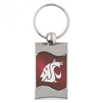 Keychain Fob with Wave Shaped Inlay - Washington State Cougars