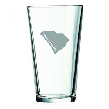 16 oz Pint Glass  - South Carolina State Outline - South Carolina State Outline