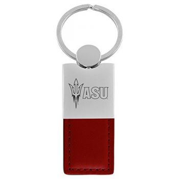 Modern Leather and Metal Keychain - ASU Sun Devils