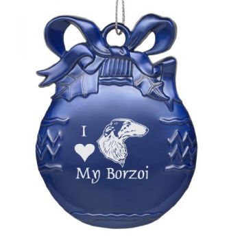 Pewter Christmas Bulb Ornament  - I Love My Borzoi