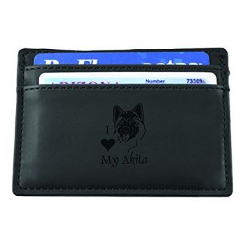 Slim Wallet with Money Clip  - I Love My Akita