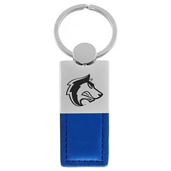 Modern Leather and Metal Keychain - CSU Pueblo Thunderwolves