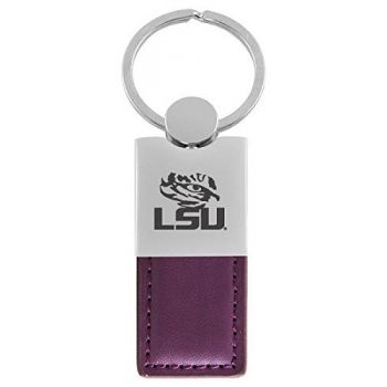 Modern Leather and Metal Keychain - LSU Tigers