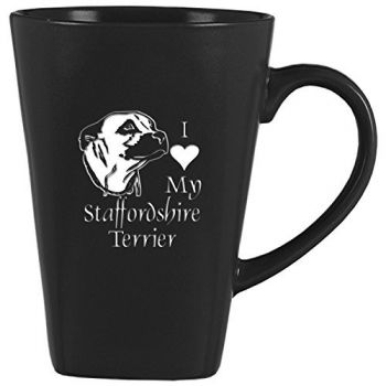 14 oz Square Ceramic Coffee Mug  - I Love My Staffordshire Terrier