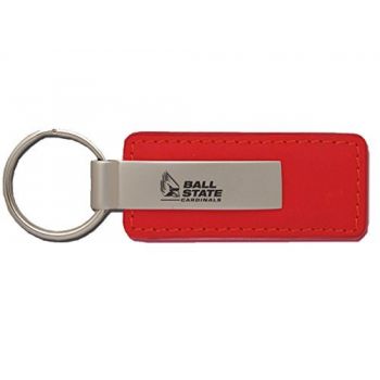 Stitched Leather and Metal Keychain - Ball State Cardinals