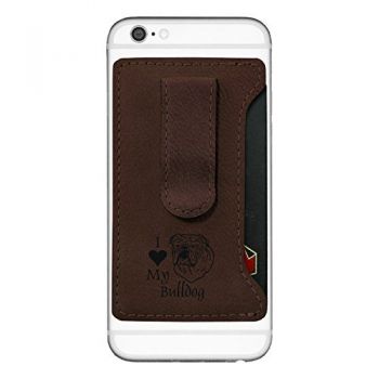 Cell Phone Card Holder Wallet with Money Clip  - I Love My Bull Dog