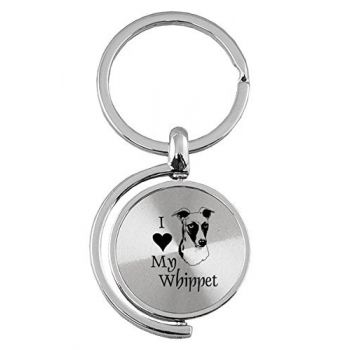Spinner Round Keychain  - I Love My Whippet