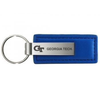 Stitched Leather and Metal Keychain - Georgia Tech Yellowjackets