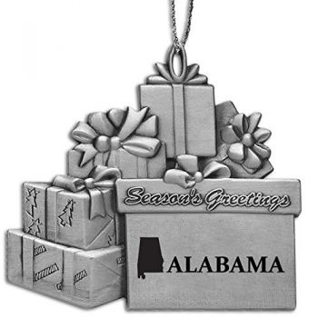 Pewter Gift Display Christmas Tree Ornament - Alabama State Outline - Alabama State Outline