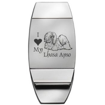 Stainless Steel Money Clip  - I Love My Lhasa Apso
