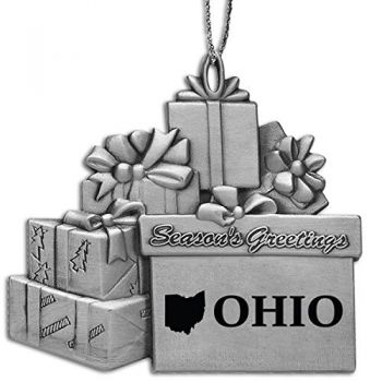 Pewter Gift Display Christmas Tree Ornament - Ohio State Outline - Ohio State Outline