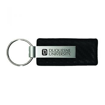 Carbon Fiber Styled Leather and Metal Keychain - Duquesne Dukes